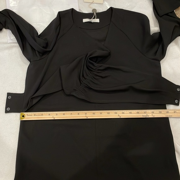 TIBI Structured Crepe V-Neck Shirred Wrap Top Black Women’s Size 8 NWT! - Picture 6 of 8